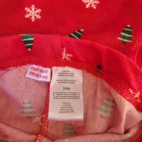Pajamas Red Winter Snowflake 2 Piece Pants Set Christmas Red White New size  24 - Picture 6 of 7